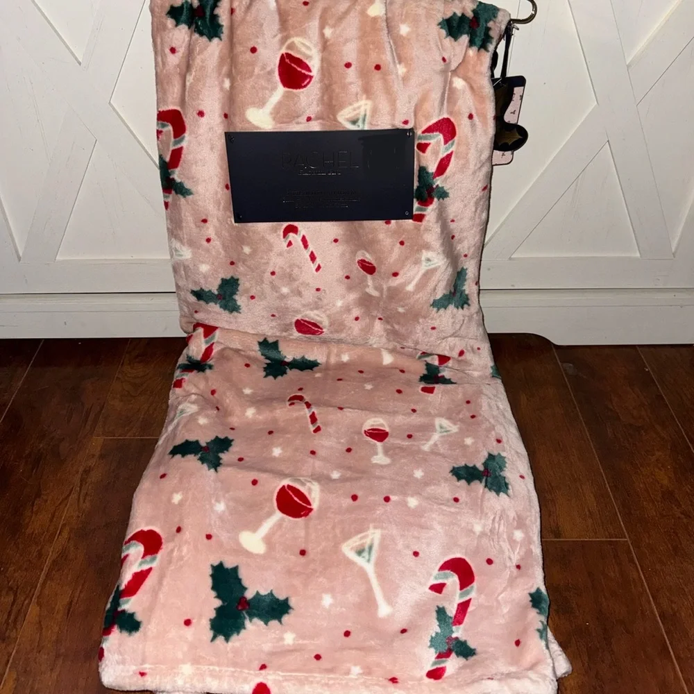 Rachel Roy Festive Candy Cane & Martini Throw Blanket